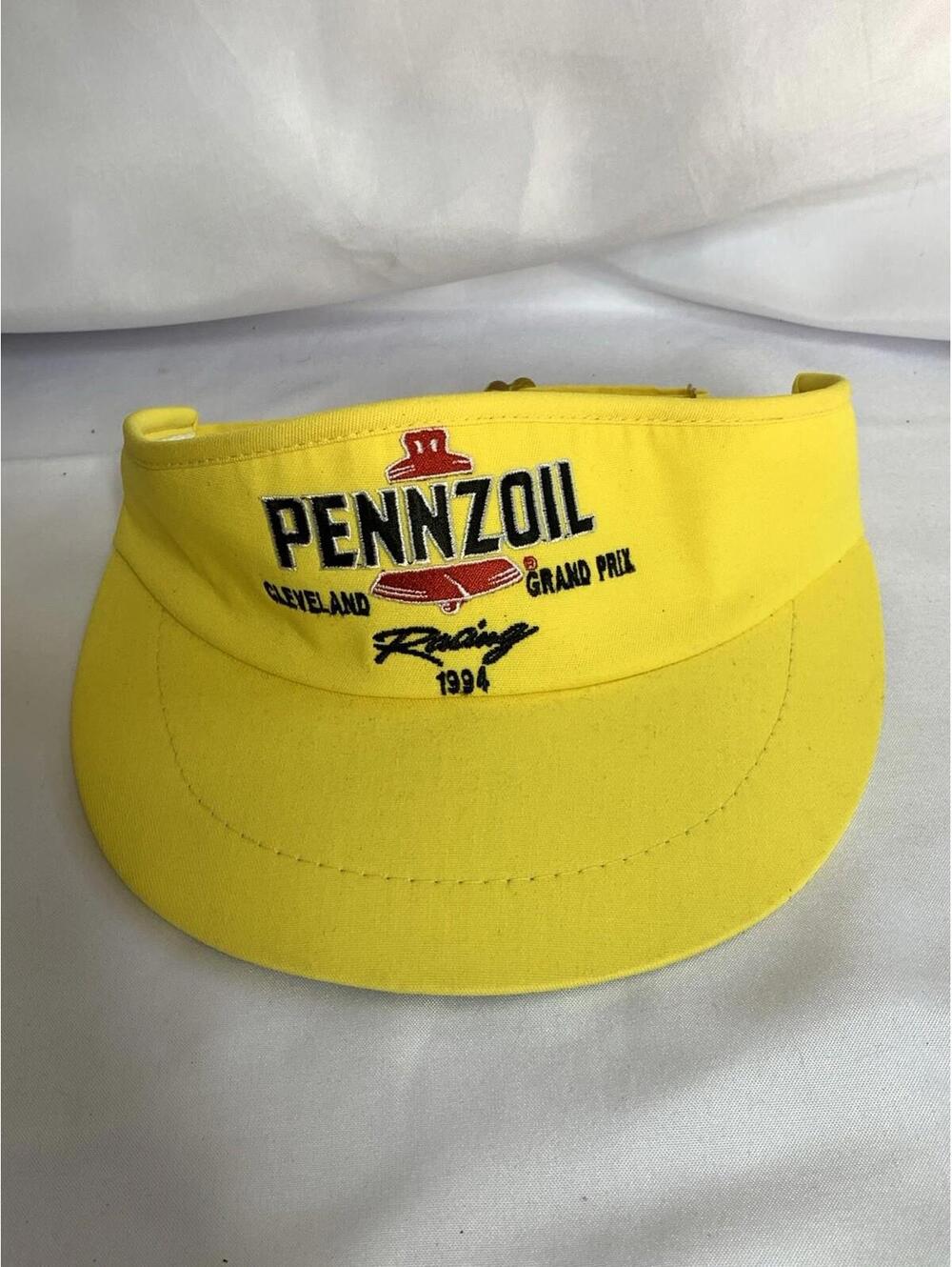 VTG 90s Pennzoil Cleveland Grand Prix Racing 1994 Yellow Visor Hat Cap USA Terry